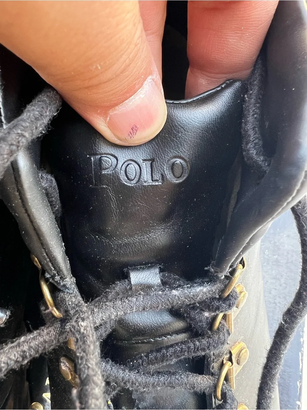 Ralph Lauren Black Leather Lace-Up Boots
